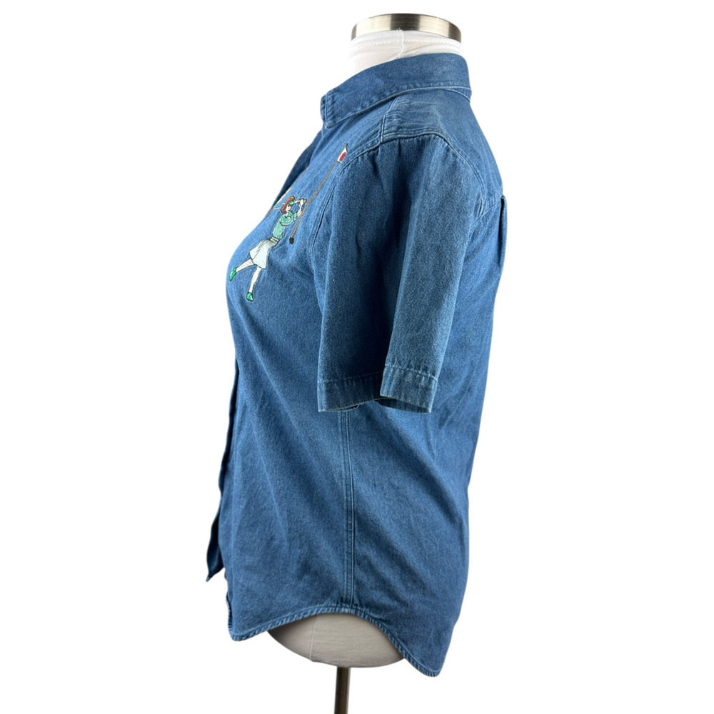 Vintage Golf Cambridge Dry Goods Country Store Denim Shirt Button Front Medium - Picture 9 of 15